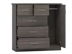 Seconique Nevada Black 1 Door 5 Drawer Chest of Drawers