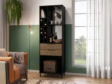 Seconique Seconique Madrid Acacia and Black 2 Drawer Drinks Cabinet