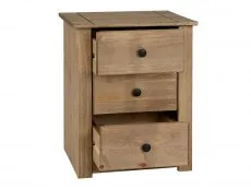 Seconique Panama Waxed Pine 3 Drawer Bedside Table