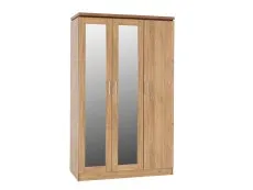 Seconique Seconique Charles Oak 3 Door Mirrored Triple Wardrobe