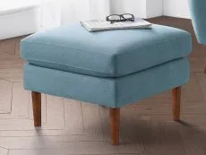 Julian Bowen Julian Bowen Monza Blue Linen Footstool