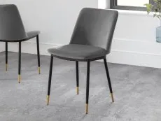 Julian Bowen Delaunay Set of 2 Grey Velvet Dining Chairs