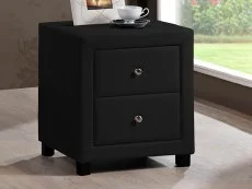 Time Living Time Living Chelsea Black Faux Leather 2 Drawer Bedside Table (Assembled)