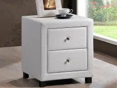 Time Living Time Living Chelsea White Faux Leather 2 Drawer Bedside Table (Assembled)