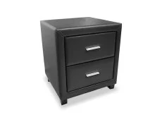 Time Living Time Living Dorset Black Faux Leather 2 Drawer Bedside Table (Assembled)