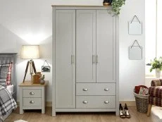 GFW Clearance - GFW Lancaster Grey and Oak 3 Door 2 Drawer Wardrobe