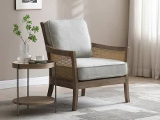Kyoto Kyoto Cecilia Rattan and Grey Fabric Accent Chair
