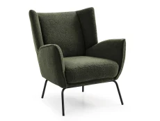 Kyoto Zane Olive Green Boucle Accent Chair and Footstool