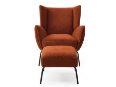 Kyoto Kyoto Zane Burnt Orange Boucle Accent Chair and Footstool