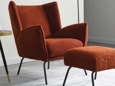Kyoto Kyoto Zane Burnt Orange Boucle Accent Chair and Footstool