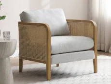 Kyoto Kyoto Mabel Rattan and Grey Fabric Accent Chair