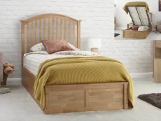 GFW Clearance - GFW Madrid 3ft Single Oak Wooden Ottoman Bed Frame