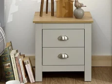GFW Clearance - GFW Lancaster Grey and Oak 2 Drawer Bedside Table