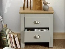 GFW Clearance - GFW Lancaster Grey and Oak 2 Drawer Bedside Table