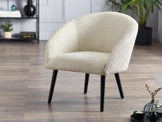 Julian Bowen Julian Bowen Amari White Boucle Fabric Accent Chair