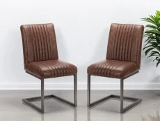 Julian Bowen Julian Bowen Brooklyn Set of 2 Brown Faux Leather Dining Chairs