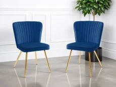 Julian Bowen Julian Bowen Cannes Set of 2 Blue Velvet Dining Chairs