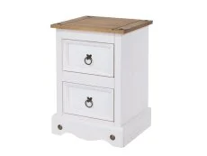 Core Products Core Corona White and Pine 2 Drawer Petite Bedside Table