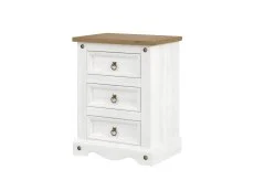Core Products Core Corona White and Pine 3 Drawer Bedside Table