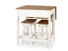Core Products Core Corona White and Pine Breakfast Drop Leaf Table and 2 Stools Set
