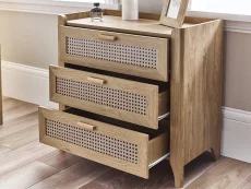Julian Bowen Syndey Oak and Rattan Effect 3 Drawer Chest of Drawers