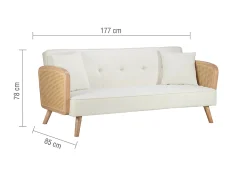 Birlea Furniture & Beds Birlea Mila Rattan and White Fabric Sofa Bed