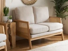 Birlea Furniture & Beds Birlea Ida Rattan and White Fabric 2 Seater Sofa