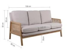 Birlea Furniture & Beds Birlea Ida Rattan and White Fabric 3 Seater Sofa