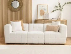 Birlea Furniture & Beds Birlea Milo White Boucle Fabric 3 Seater Sofa