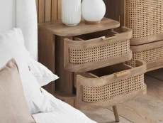 Birlea Furniture & Beds Birlea Noah Rattan and Oak 2 Drawer Bedside Table