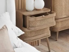 Birlea Furniture & Beds Birlea Noah Rattan and Oak 2 Drawer Bedside Table