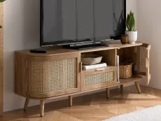 Birlea Noah Rattan and Oak 2 Door 1 Drawer TV Cabinet