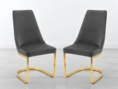 Julian Bowen Julian Bowen Vittoria Set of 2 Grey Velvet and Gold Dining Chairs