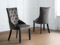 Julian Bowen Julian Bowen Veneto Grey Velvet Knockerback Dining Chair