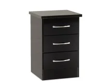 Seconique Seconique Nevada Black High Gloss 3 Drawer Bedside Table