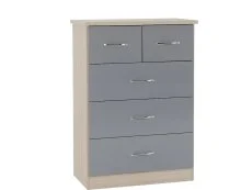 Seconique Seconique Nevada Grey Gloss and Oak 4 Piece Medium Bedroom Furniture Package