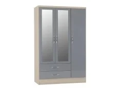 Seconique Nevada Grey Gloss and Oak 4 Piece Medium Bedroom Furniture Package