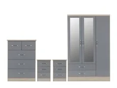 Seconique Seconique Nevada Grey Gloss and Oak 4 Piece Medium Bedroom Furniture Package