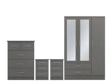 Seconique Seconique Nevada Matt Grey 4 Piece Medium Bedroom Furniture Package