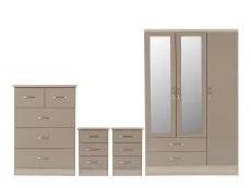 Seconique Seconique Nevada Oyster Gloss and Oak 4 Piece Medium Bedroom Furniture Package