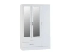 Seconique Seconique Nevada White High Gloss 4 Piece Medium Bedroom Furniture Package