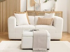 Birlea Milo White Boucle Fabric 2 Seater Sofa and Footstool Set