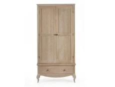 Julian Bowen Camille Limed Oak 2 Door 1 Drawer Wardrobe