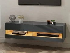 GFW GFW Leon 120cm Anthracite and Oak TV Cabinet With LED Lighting