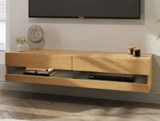 GFW GFW Leon 180cm Oak and Anthracite TV Cabinet With LED Lighting