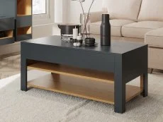 GFW Leon Anthracite and Oak Coffee Table With LED Lighting