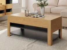 GFW GFW Leon Oak and Anthracite Coffee Table With LED Lighting