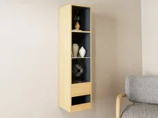 GFW GFW Leon Oak and Anthracite Tall Shelf Unit With LED Lighting