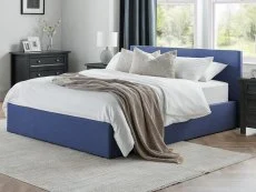 Julian Bowen Julian Bowen Rialto 5ft King Size Dark Blue Linen Fabric Ottoman Bed Frame