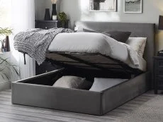 Julian Bowen Julian Bowen Shoreditch 5ft King Size Grey Velvet Fabric Ottoman Bed Frame